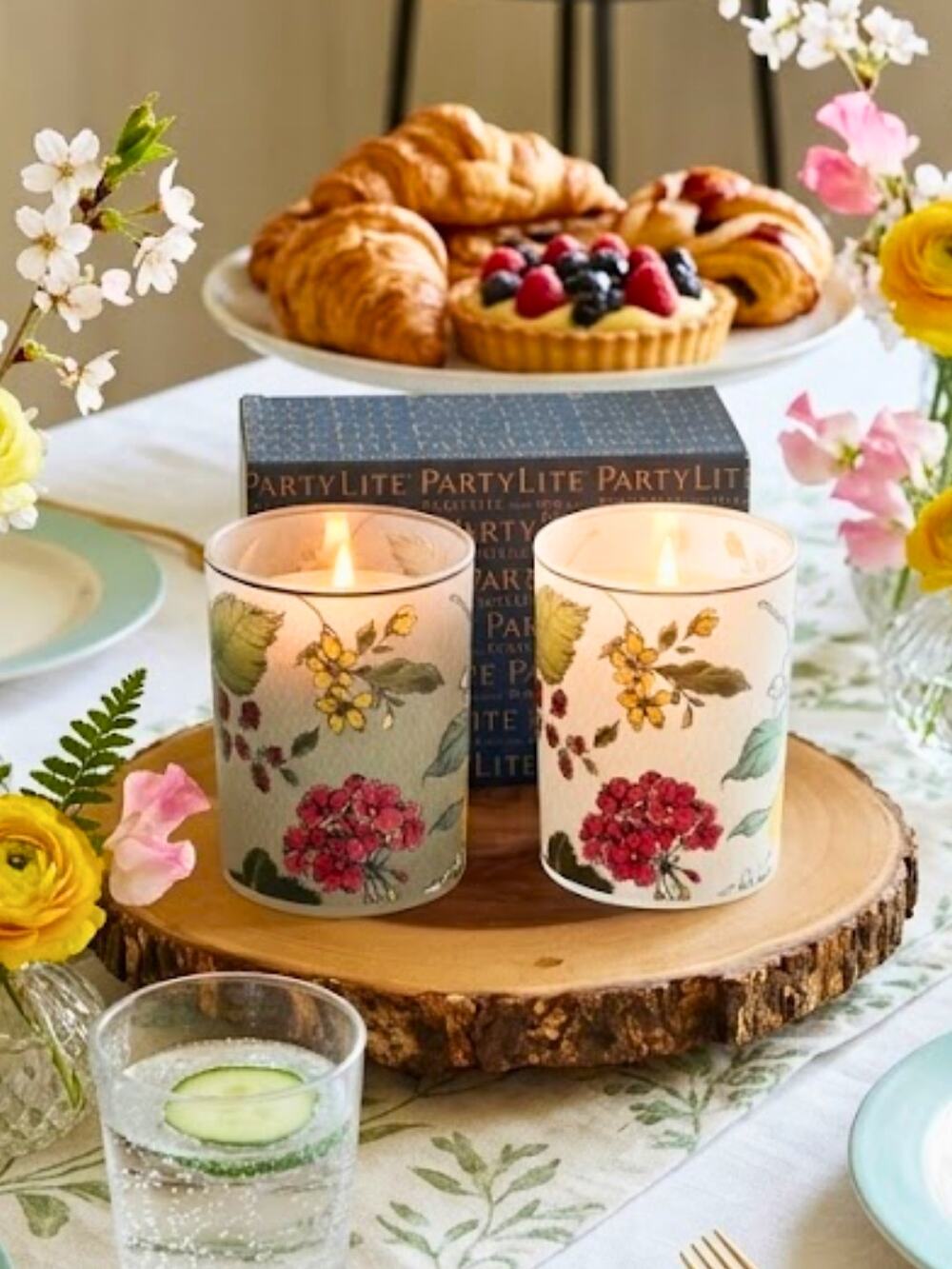 PARTYLITE Fresh Garden Mix Lemon Votive Candle Holders Set of 2 NEW!